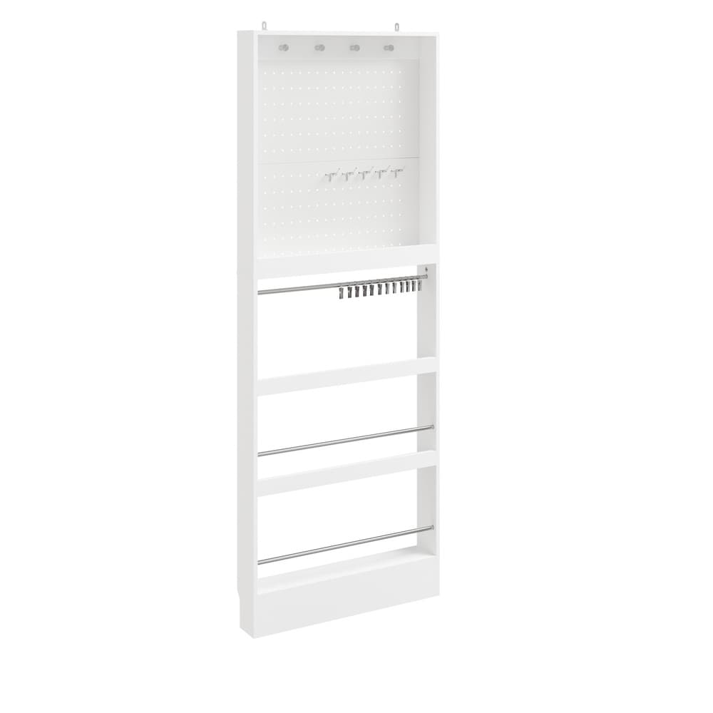 SoBuy Flurschrank mit Schuhregal und Garderobe, Wandgarderobe mit 4 Regalb&ouml;den Wei&szlig; 70x12x190cm Modern 
