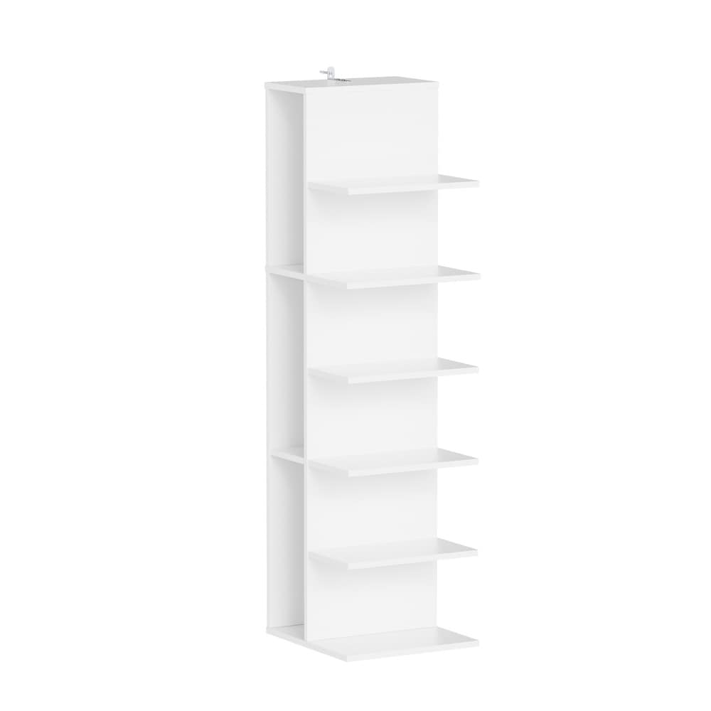 SoBuy B&uuml;cherregal, Eckregal mit 7 Regalb&ouml;den Wei&szlig; 30x32,5x110,5cm Minimalistisch 