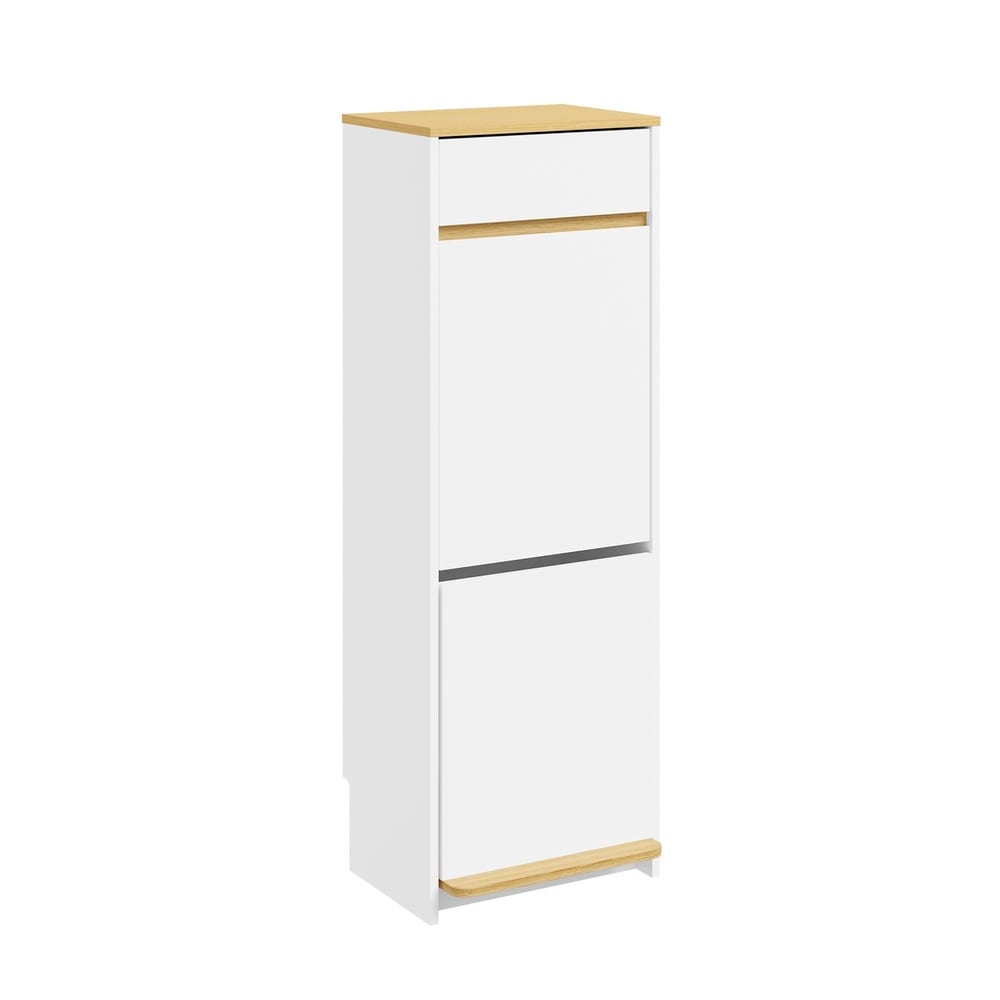 SoBuy Abfalleimer-Schrank, M&uuml;lltonnen-Schrank, Schmutzw&auml;sche-Schrank mit 1 Schublade Wei&szlig; 