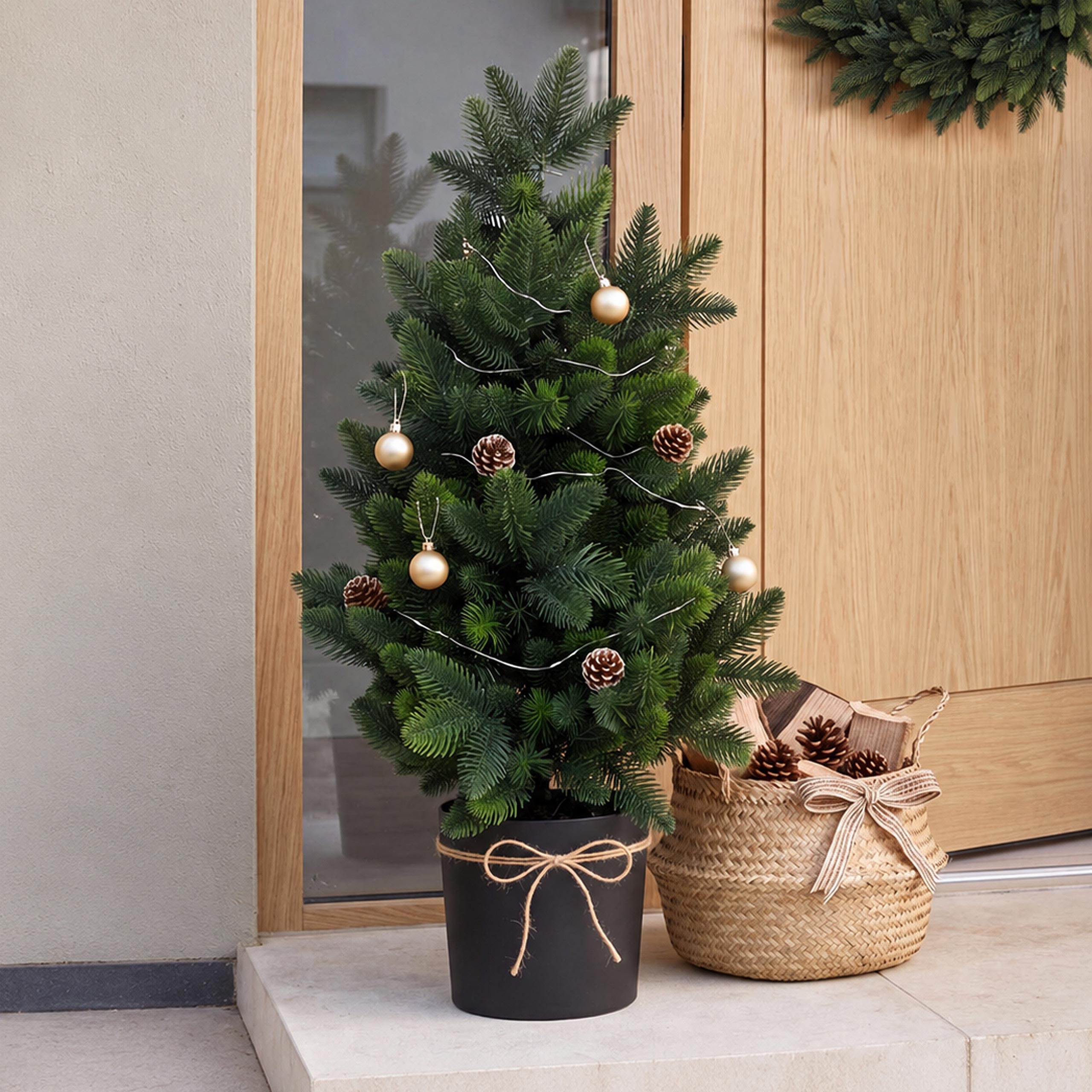 Weihnachtsbaum MCW-R29, Dekobaum Kunstbaum Kunstpflanze k&uuml;nstliche Tanne, Outdoor Polyethylen, 55cm 