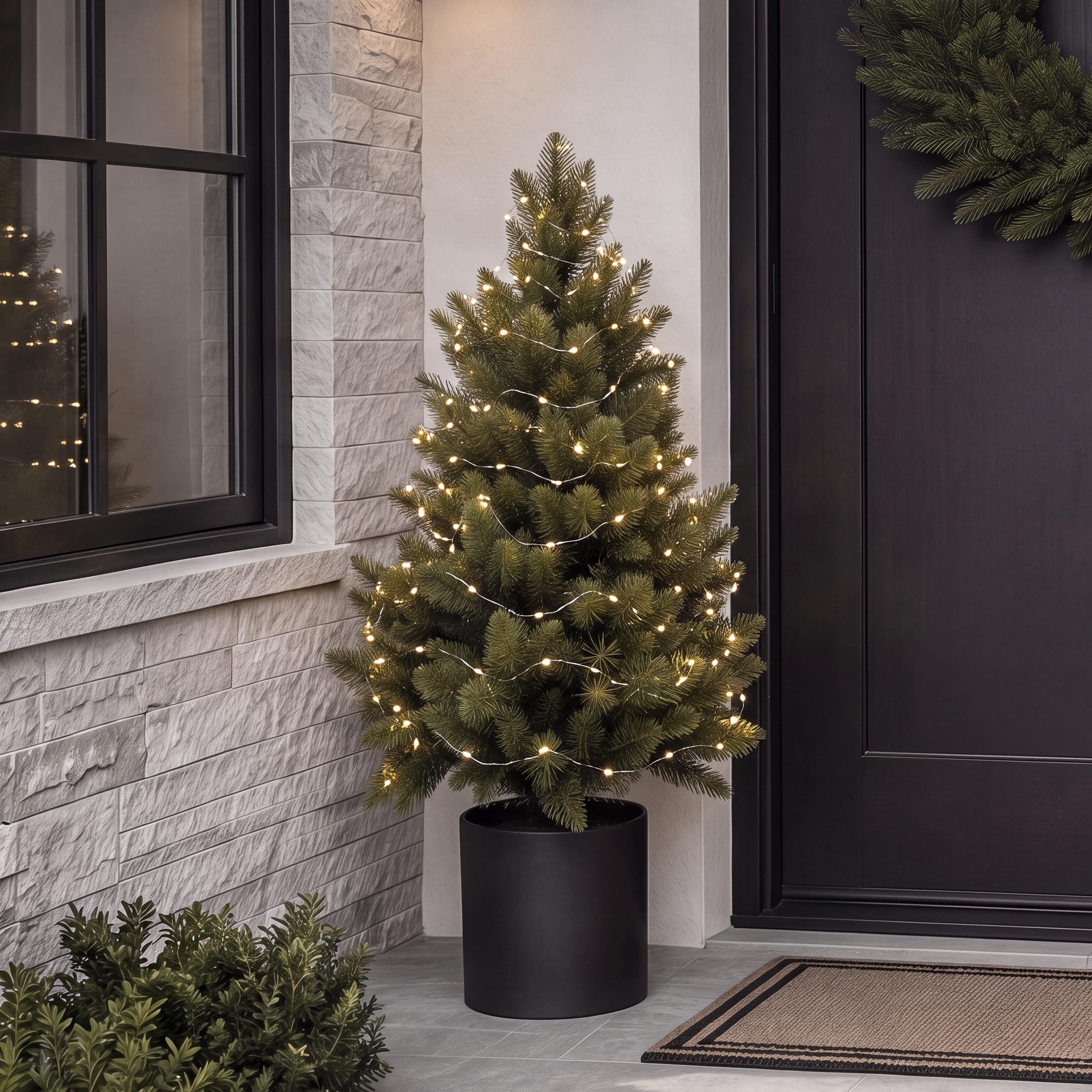 Weihnachtsbaum MCW-R29, Dekobaum Kunstbaum Kunstpflanze k&uuml;nstliche Fichte, Outdoor Polyethylen, 55cm 