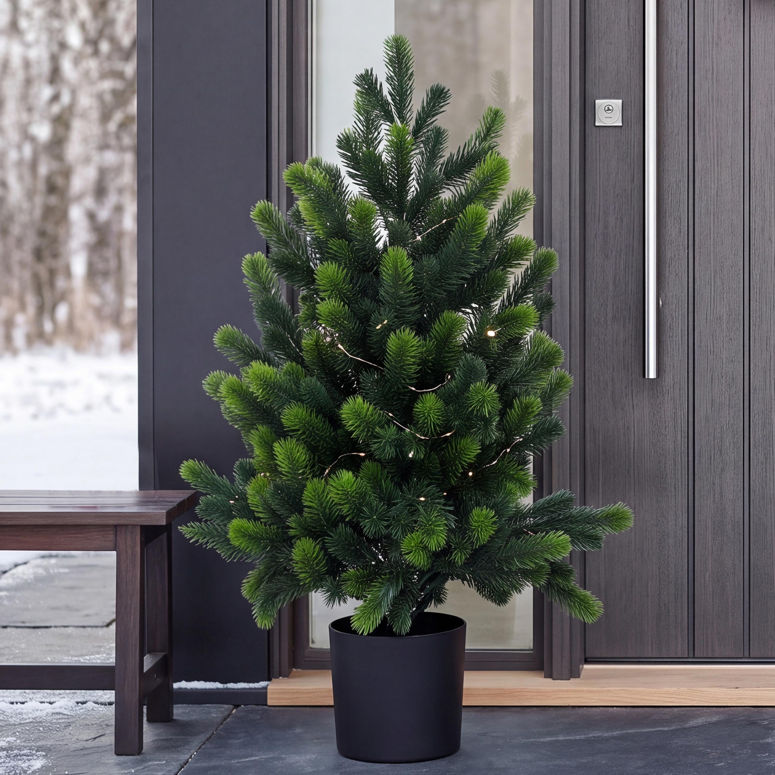 Weihnachtsbaum MCW-R29, Dekobaum Kunstbaum Kunstpflanze k&uuml;nstliche Tanne, Outdoor Polyethylen, 60cm 
