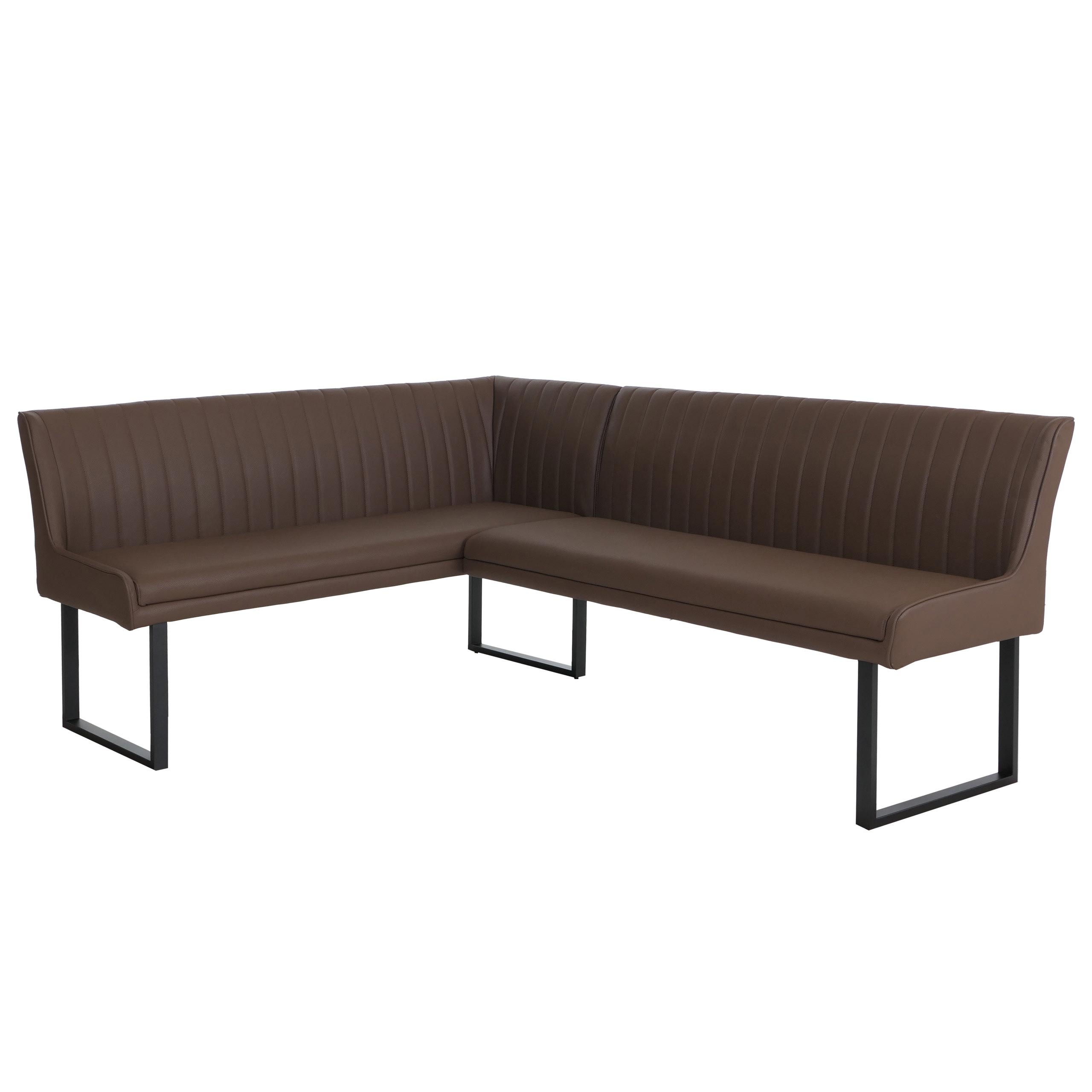 Eckbank MCW-O82, Esszimmerbank Bank, Kunstleder Metall 159x210cm ~ braun 