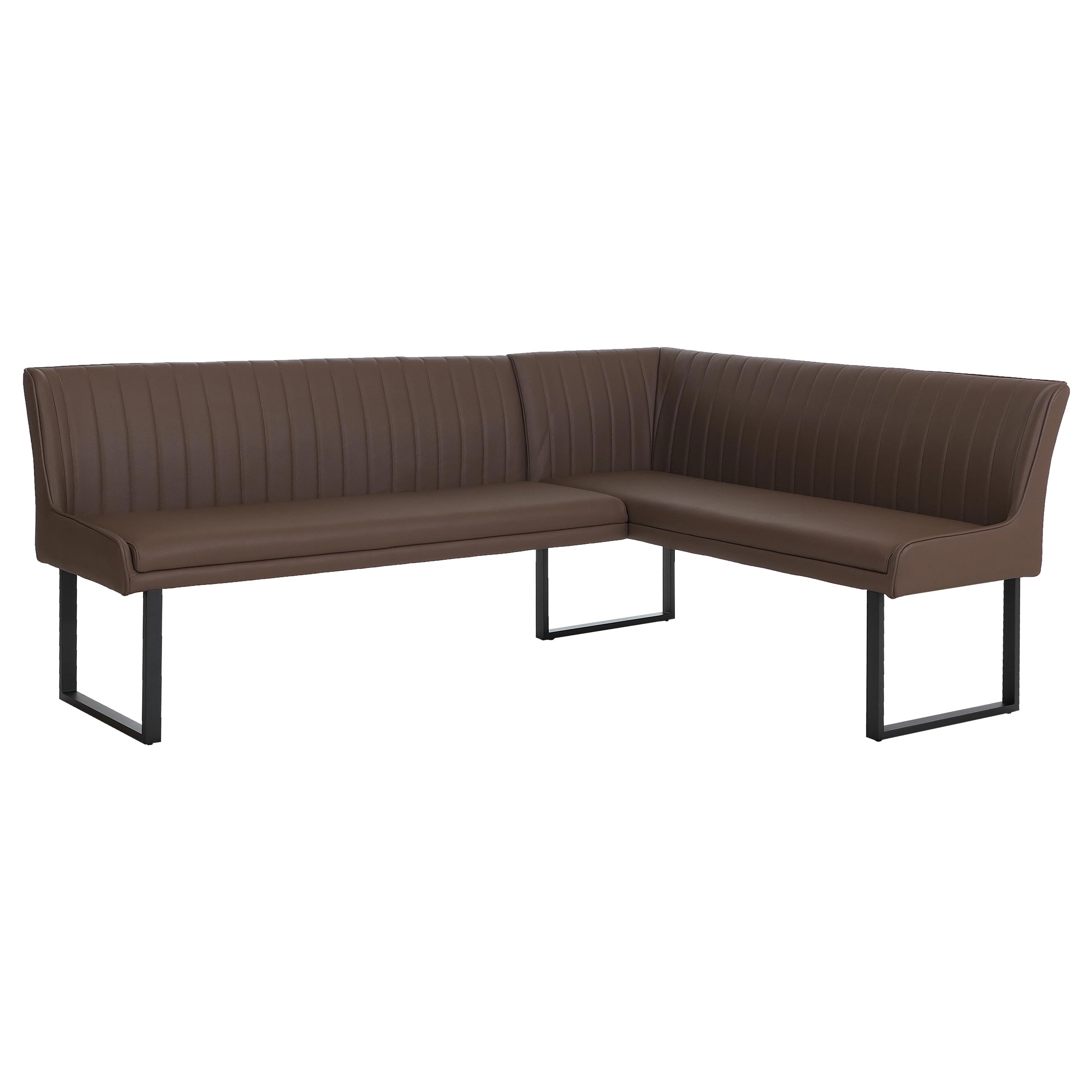 Eckbank MCW-O82, Esszimmerbank Bank, Kunstleder Metall 210x159cm ~ braun 