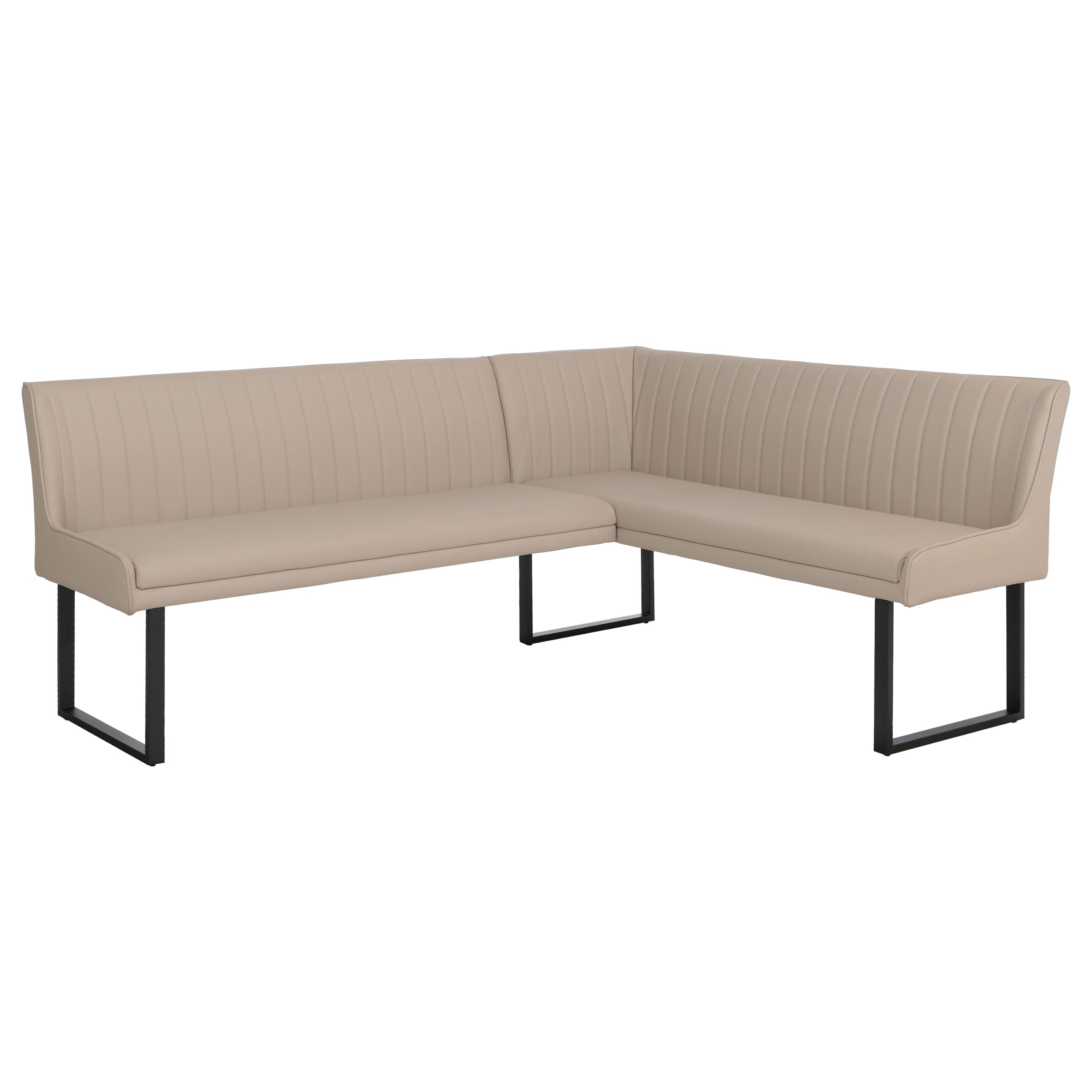 Eckbank MCW-O82, Esszimmerbank Bank, Kunstleder Metall 210x159cm ~ beige 