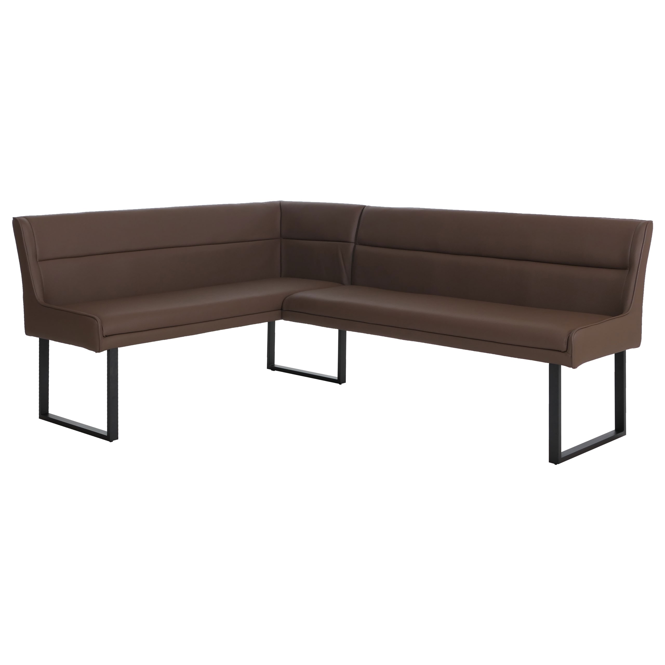 Eckbank MCW-O81, Esszimmerbank Bank, Kunstleder Metall 158x209cm ~ braun 