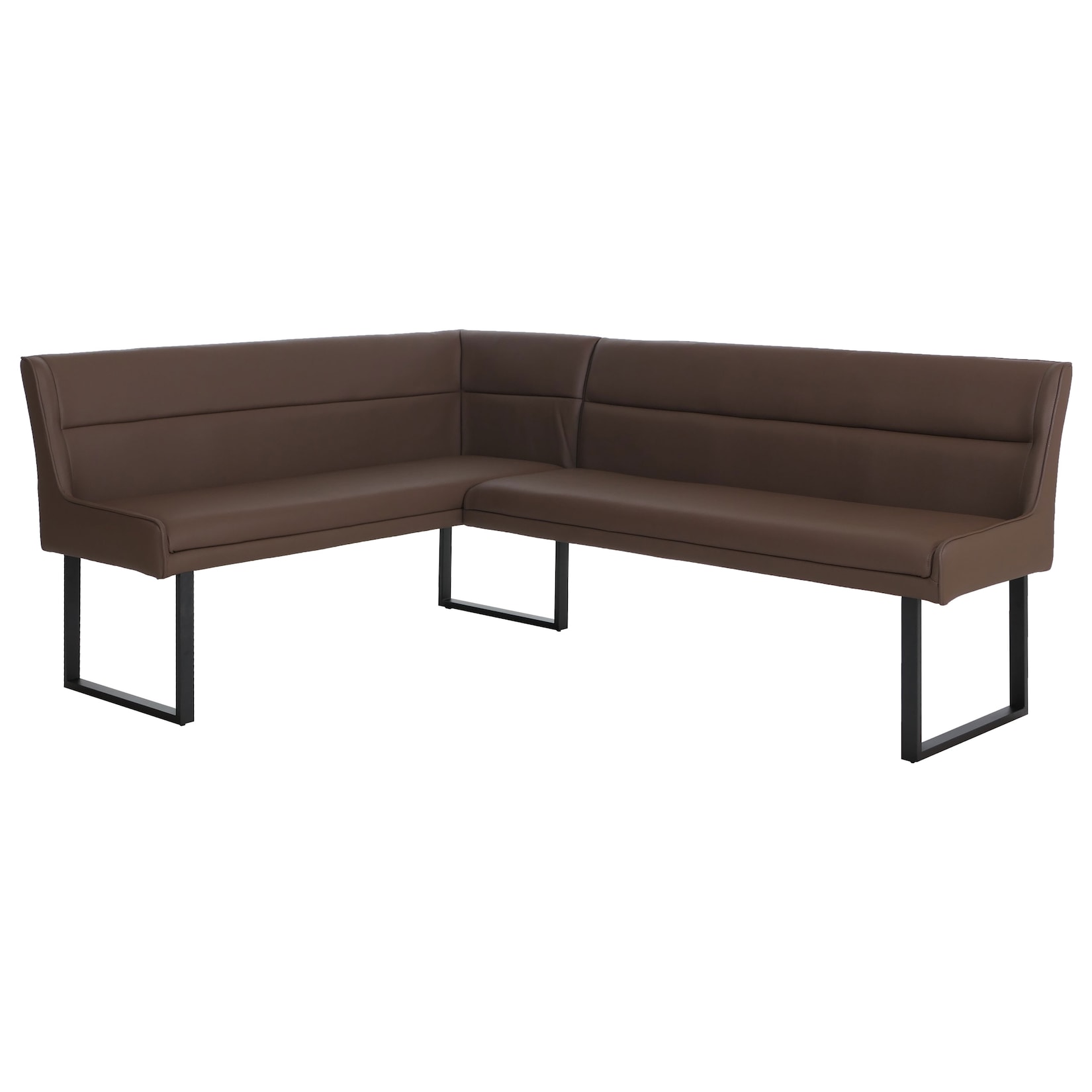 Eckbank MCW-O81, Esszimmerbank Bank, Kunstleder Metall 158x209cm ~ braun