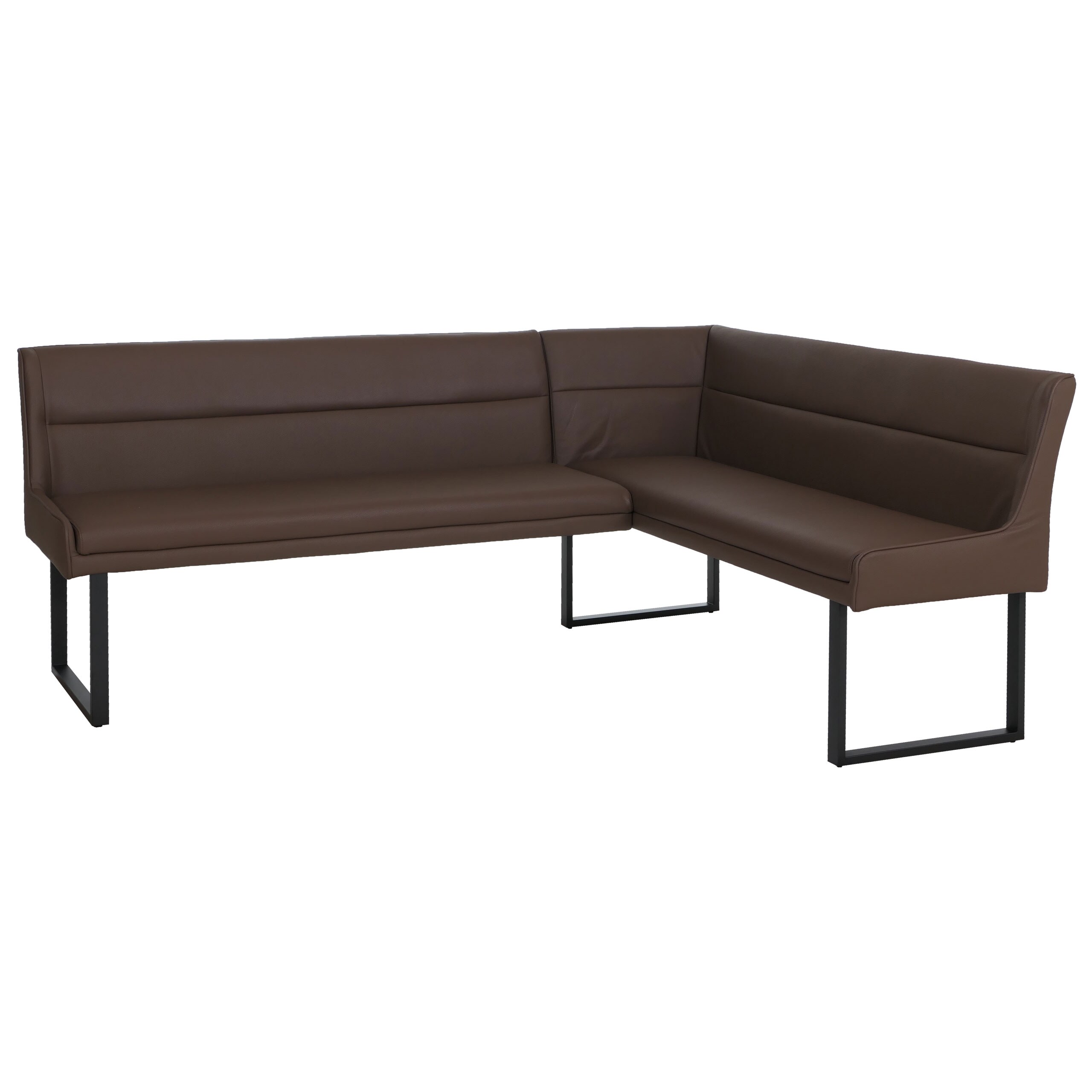 Eckbank MCW-O81, Esszimmerbank Bank, Kunstleder Metall 209x158cm ~ braun 
