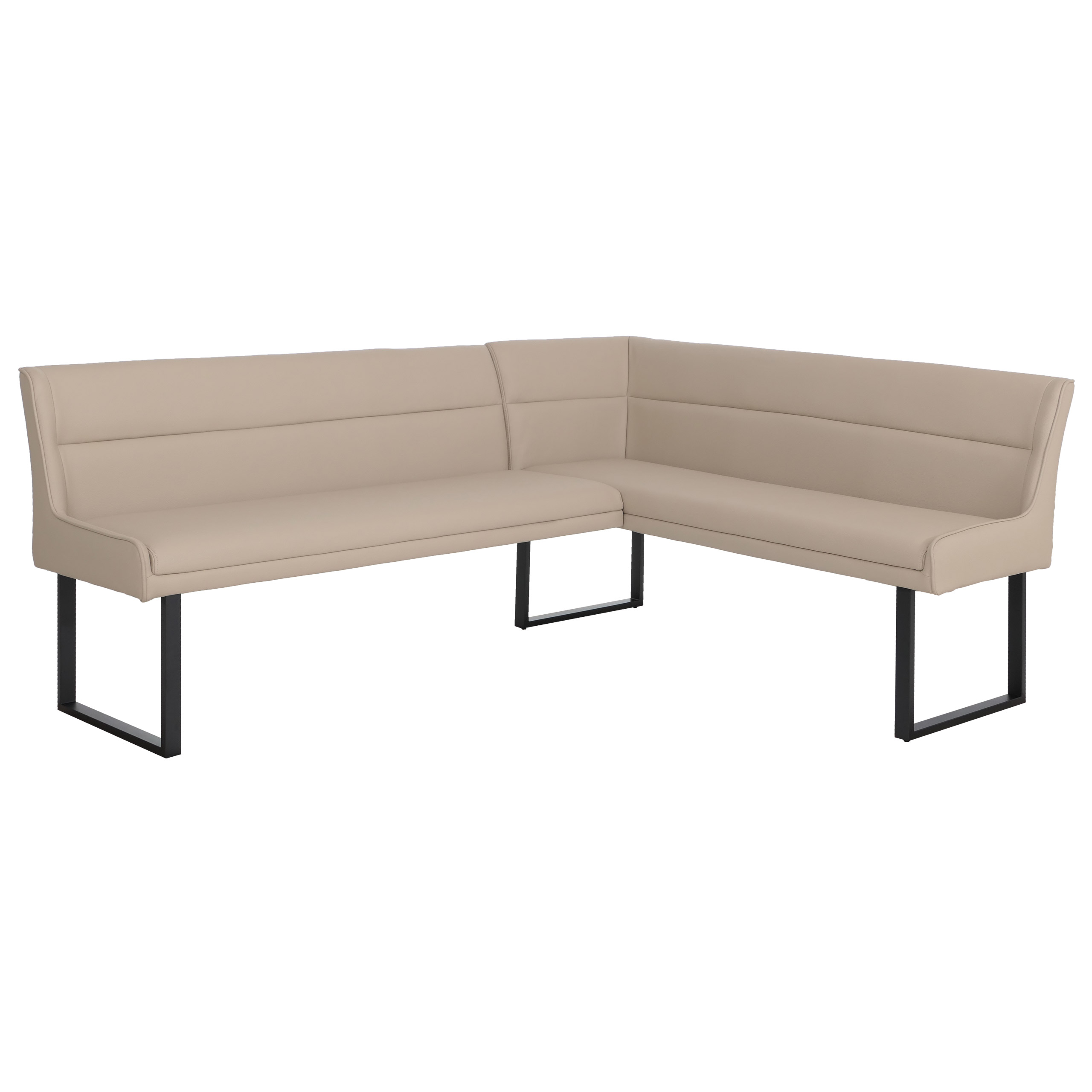 Eckbank MCW-O81, Esszimmerbank Bank, Kunstleder Metall 209x158cm ~ beige 
