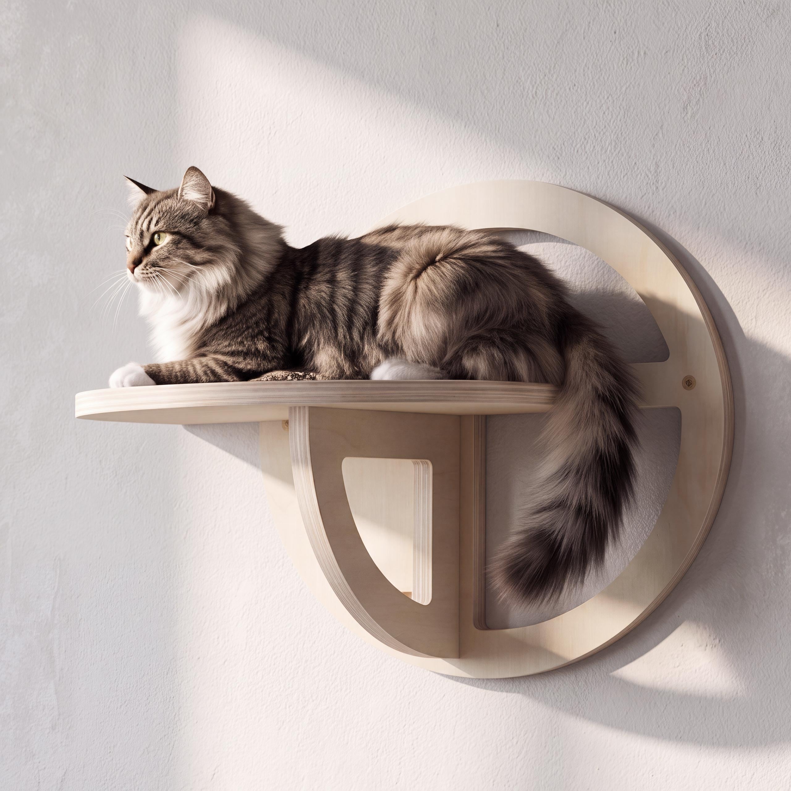 Kletterwand MCW-Q57, Katzenwandregal Katzenplattform Katzenwandm&ouml;bel Katzenstufe, Holz MVG 28x39x22cm ~ natur 