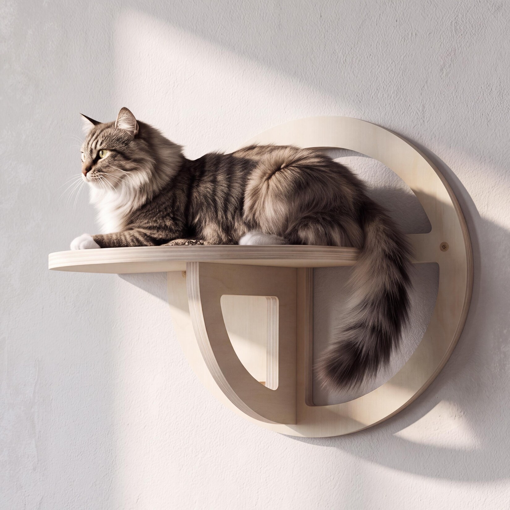 Kletterwand MCW-Q57, Katzenwandregal Katzenplattform Katzenwandmöbel Katzenstufe, Holz MVG 28x39x22cm ~ natur