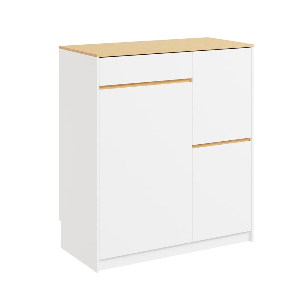 SoBuy Küchenschrank mit 3 Schubladen, Sideboard für Küche, Küchenbuffet Weiß 80x38x90cm Nordisch