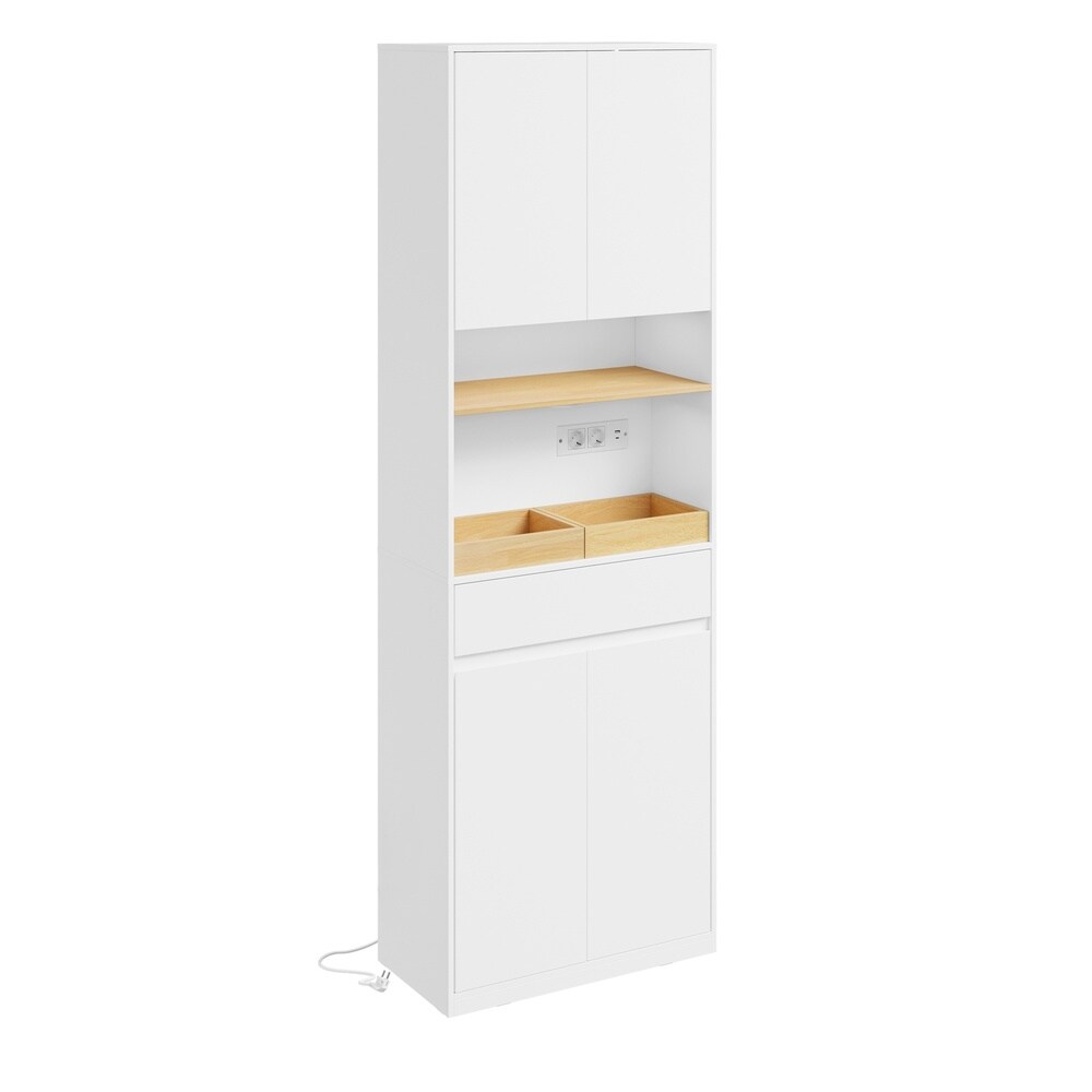 SoBuy Bad-Hochschrank für Badezimmer, 1 Schublade Weiß