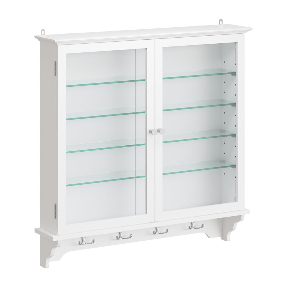 SoBuy Wandschrank, Vitrinenschrank und Aufbewahrungsschrank mit 2 Türen Weiß 68x13,5x68,5cm