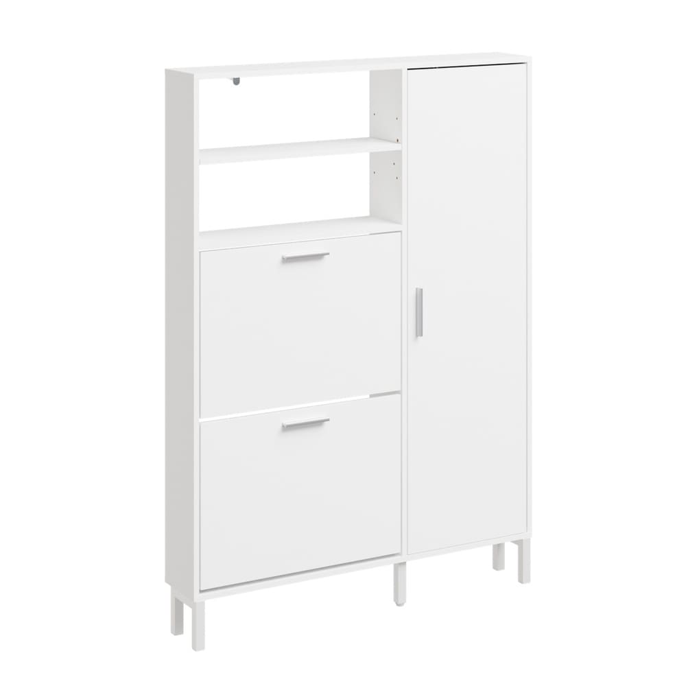 SoBuy Schuhschrank mit Schuhkipper und Schuhregal, 1 T&uuml;r Wei&szlig; 83x14x117,5cm Modern 