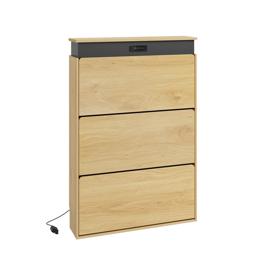 SoBuy Schuhschrank mit 3 T&uuml;ren, Schuhkipper und Schuhregal 78x19x115,4cm Nordisch 