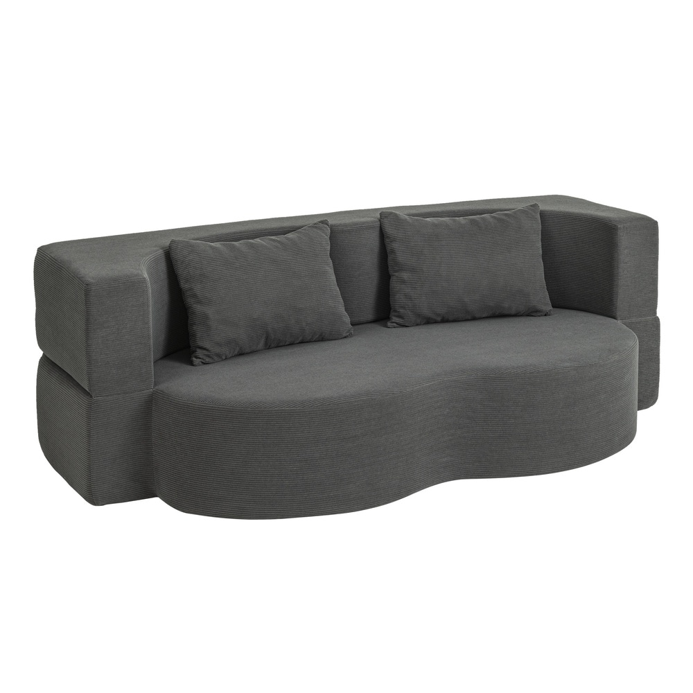 SoBuy Schlafcouch, Wohnlandschaft, Zweisitzer-Bett mit 2 Kissen Dunkelgrau 177x107x32cm Modern 