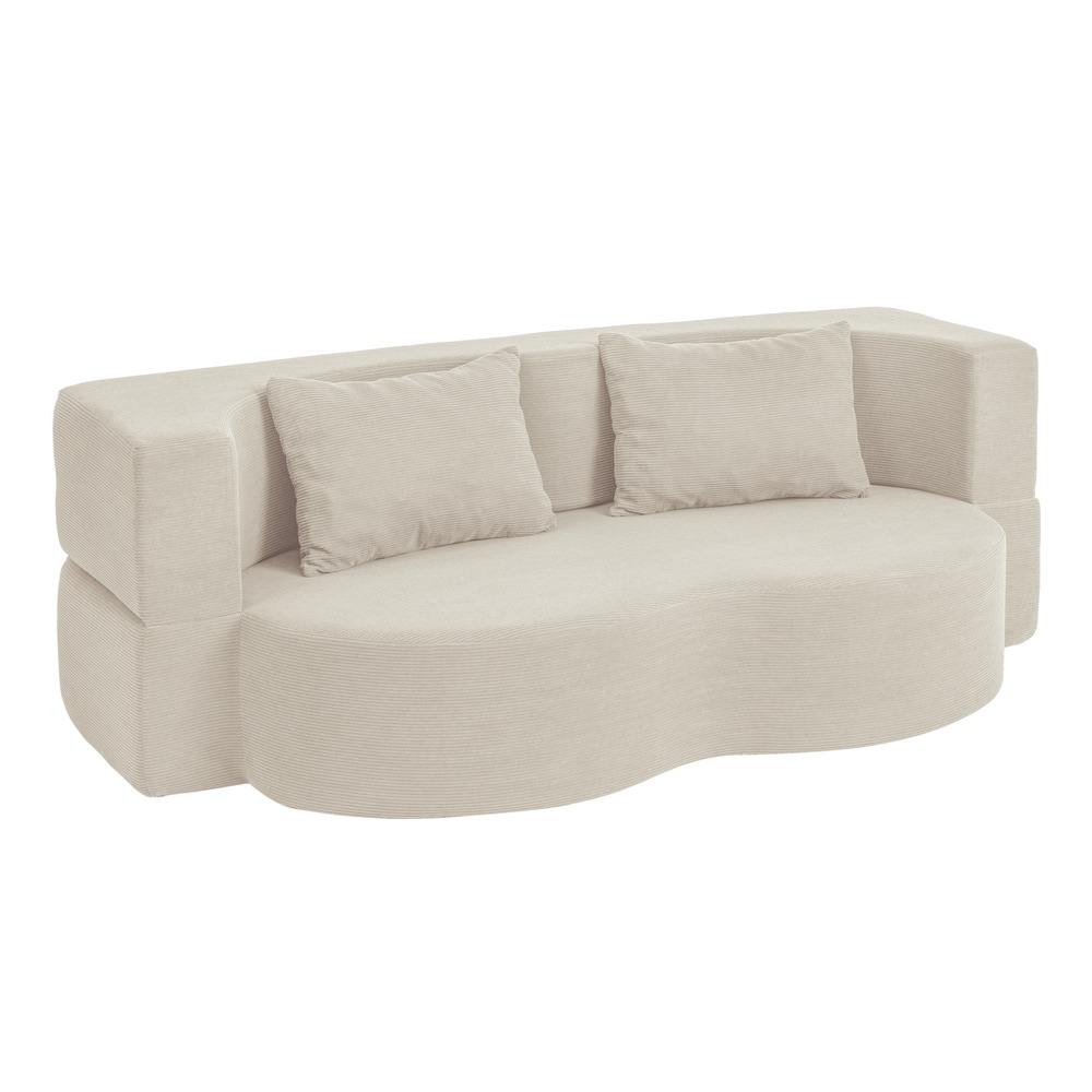 SoBuy Schlafsofa, Wohnlandschaft, Zweisitzer-Bett klappbar Beige 177x107x32cm Nordisch 