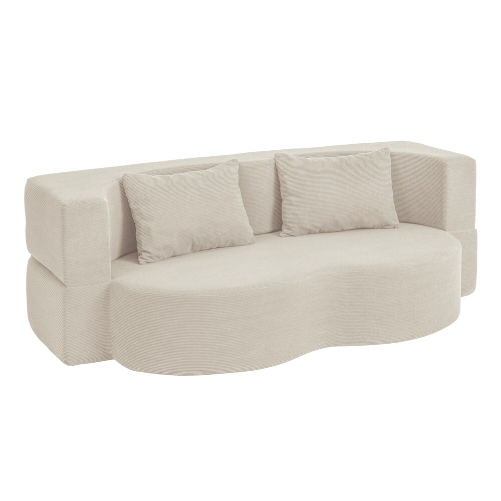 SoBuy Schlafsofa, Wohnlandschaft, Zweisitzer-Bett klappbar Beige 177x107x32cm Nordisch