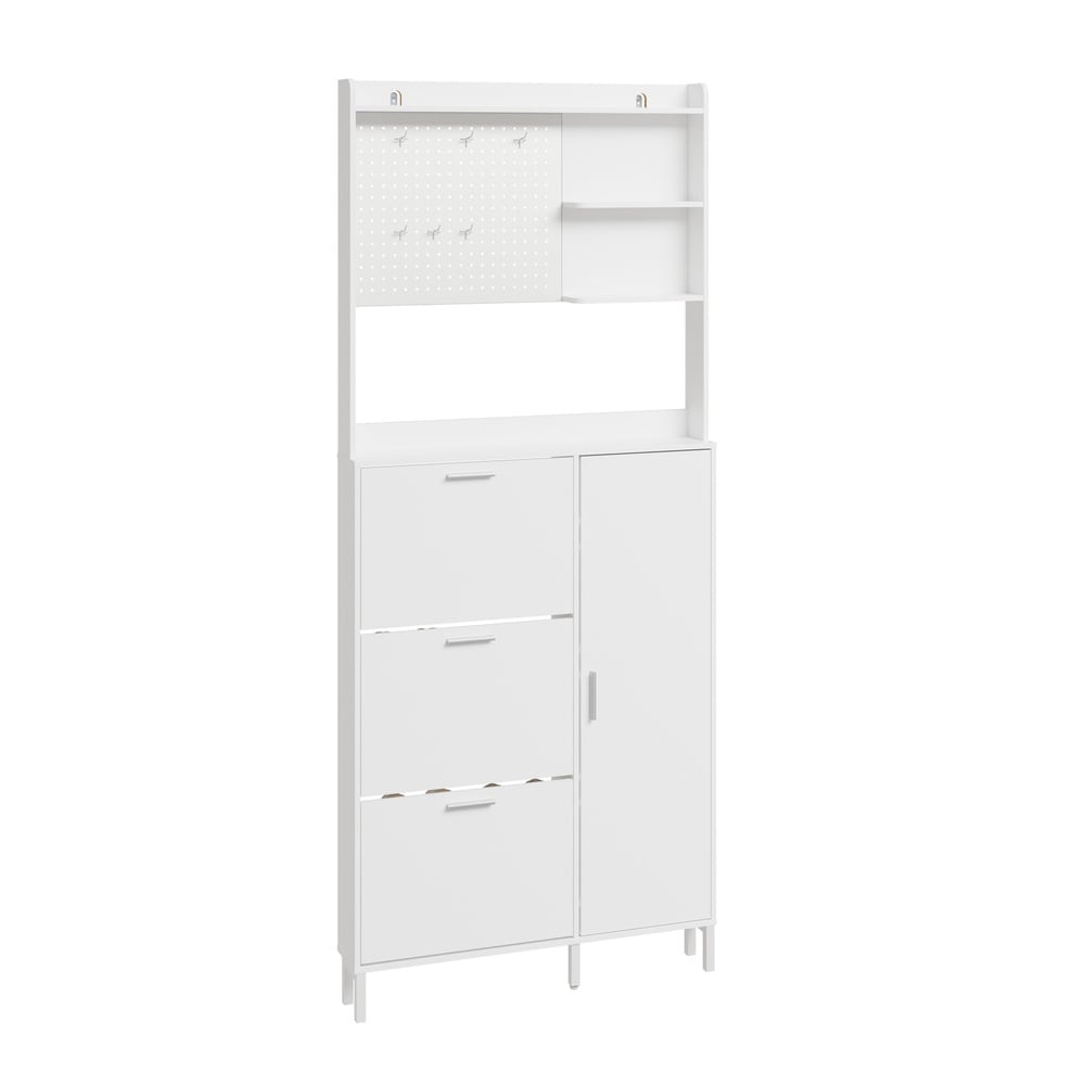 SoBuy Schuhschrank, Schuhkipper, Schuhregal mit 1 T&uuml;r Wei&szlig; 83x14x197cm Modern 