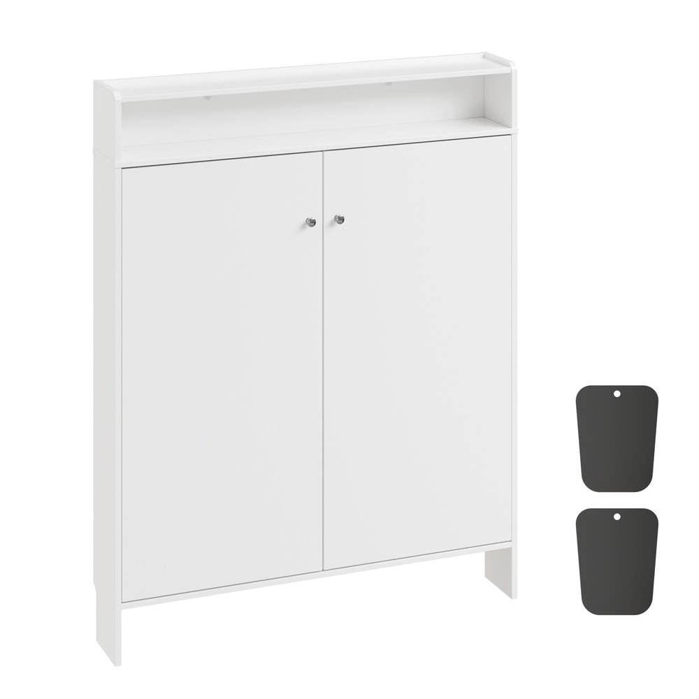 SoBuy Schuhschrank, Schuhregal, Schuhkipper mit 2 T&uuml;ren Wei&szlig; 98x15x123,5cm Modern 