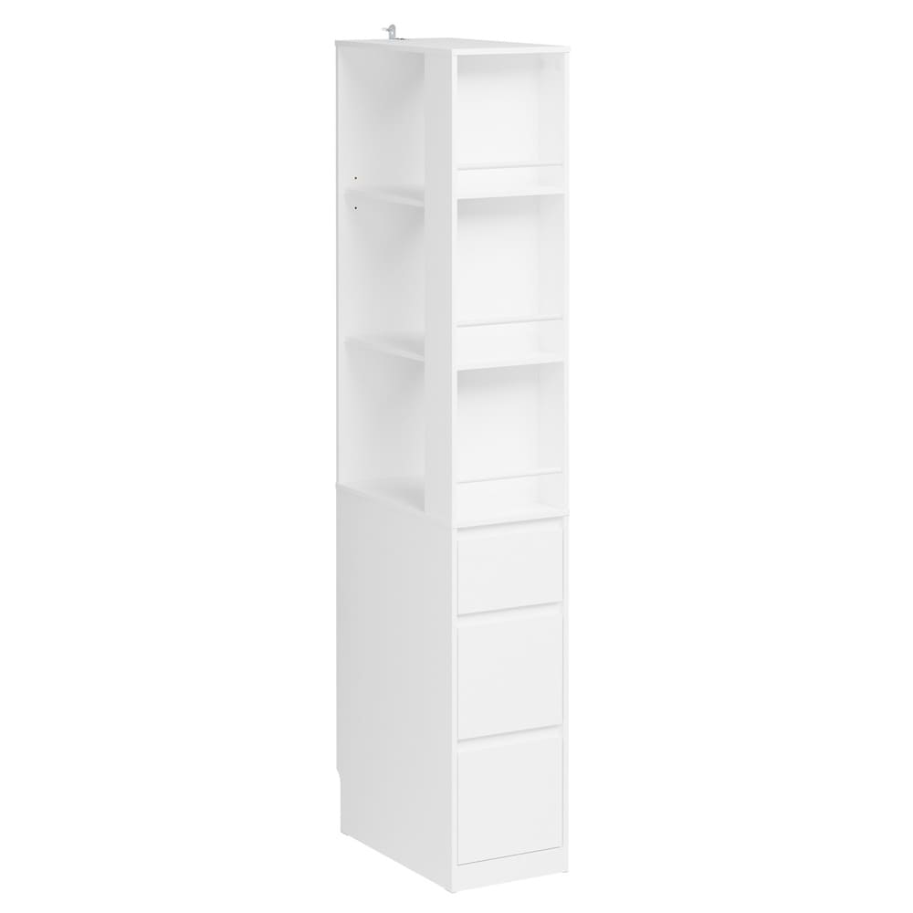 SoBuy B&uuml;cherregal, Eckregal, Hochschrank mit 3 Schubladen Wei&szlig; 28x50x170cm Modern 