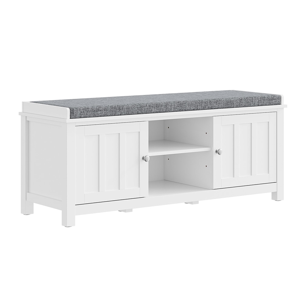 SoBuy Schuhbank mit 2 T&uuml;ren Wei&szlig; 105x35x43cm Modern 