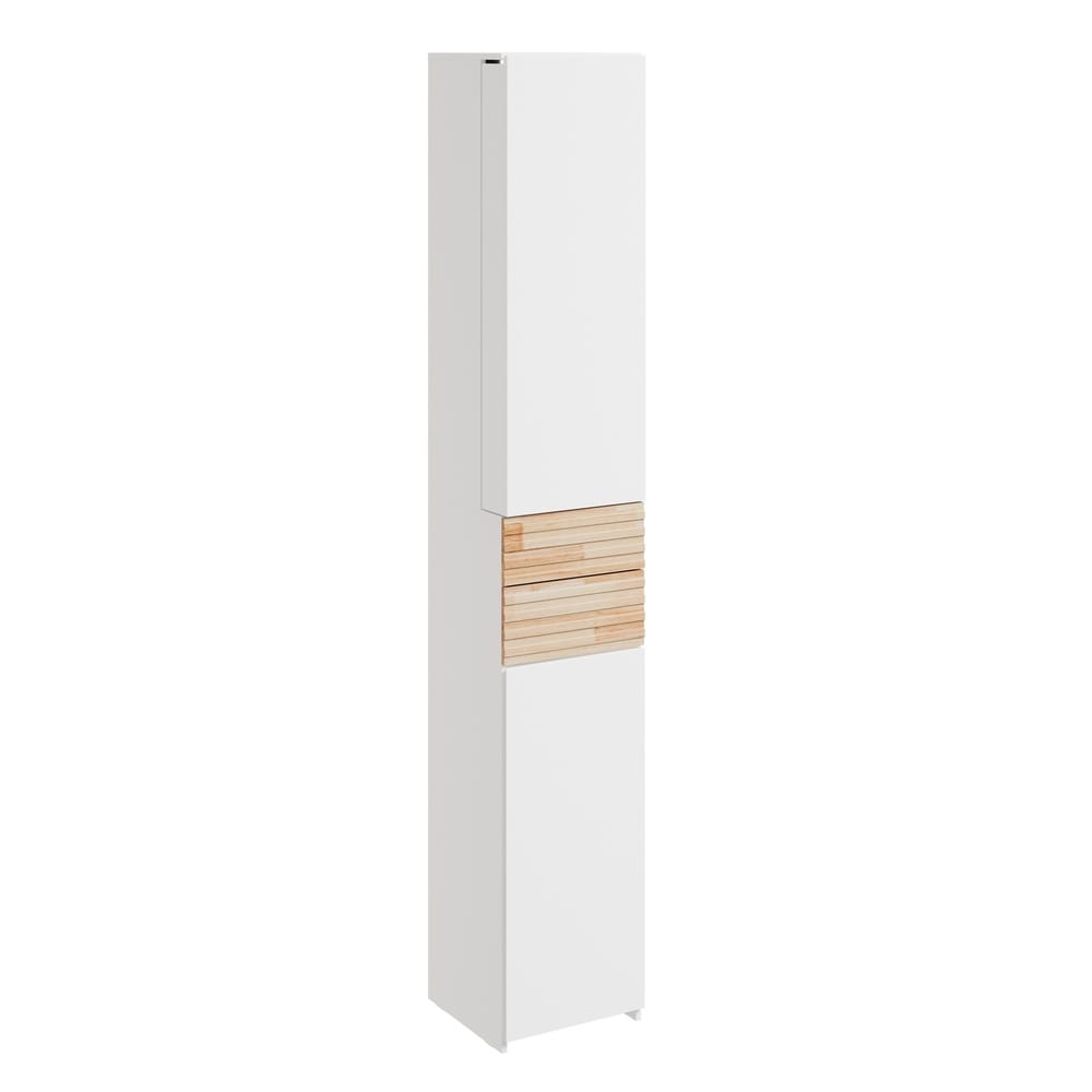 SoBuy Badezimmerschrank, Hochschrank f&uuml;rs Bad, Badregal mit 2 Schubladen Wei&szlig; 30x30x180cm 