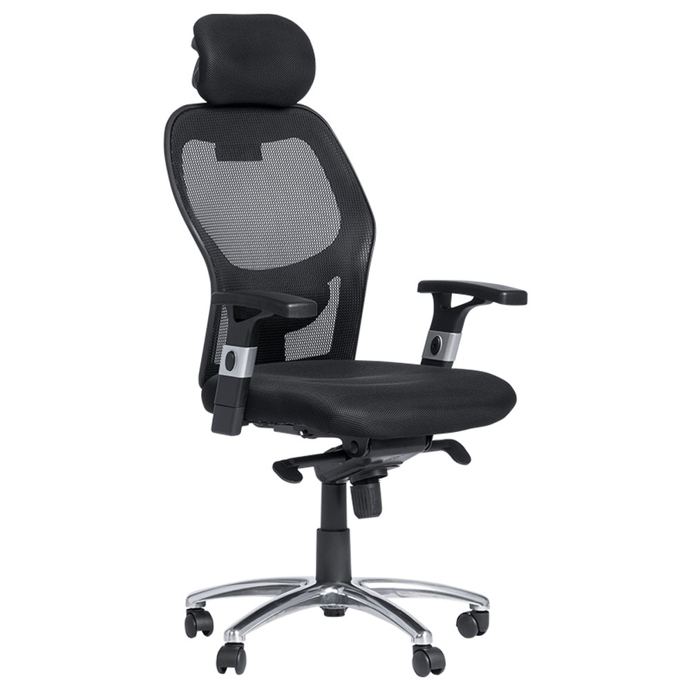 Carmen 7520 Ergonomischer B&uuml;rostuhl mit Netzr&uuml;cken, Kopfst&uuml;tze und Lordosenst&uuml;tze &ndash; Schwarz 