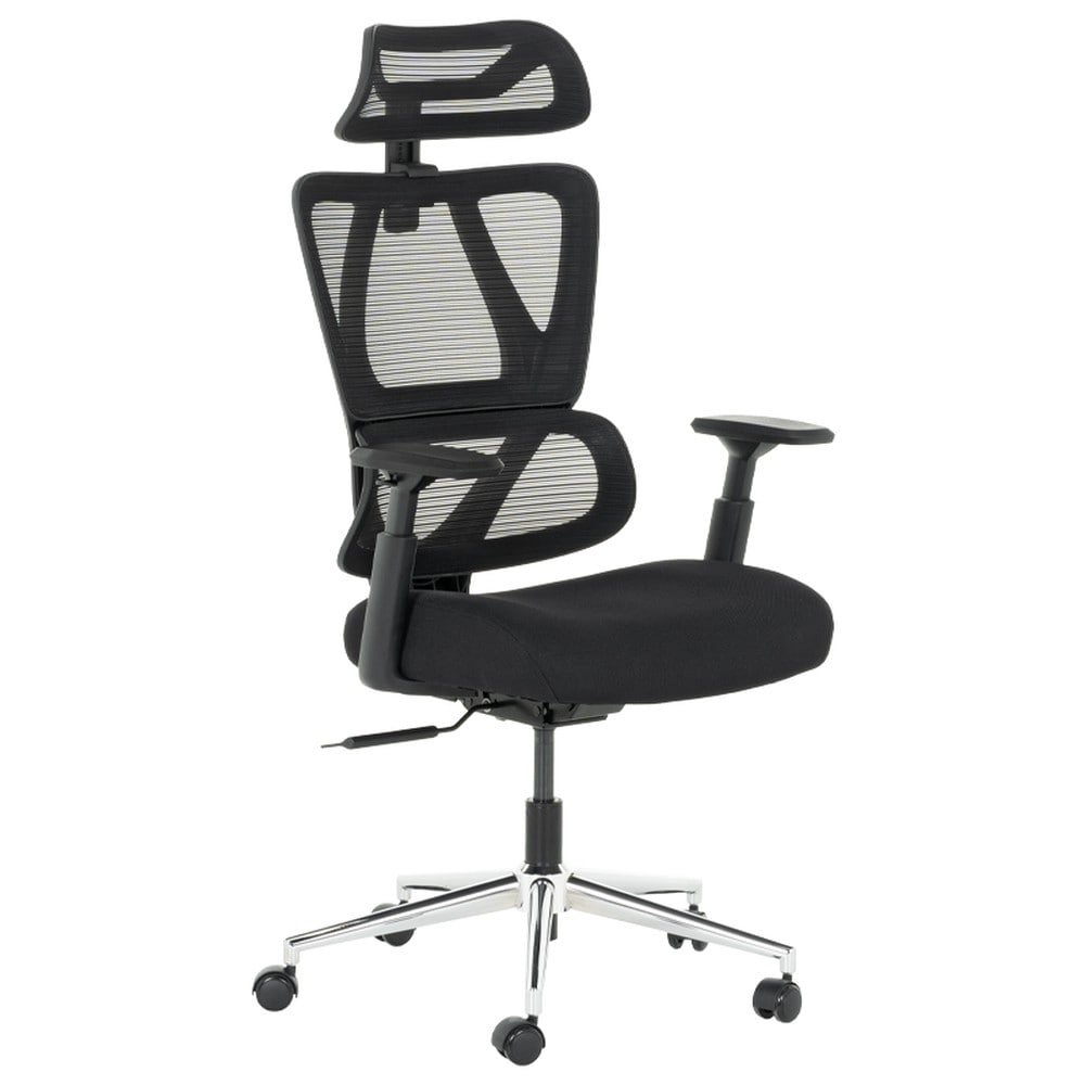 Carmen GAP Ergonomischer B&uuml;rostuhl mit Netzr&uuml;cken, Kopfst&uuml;tze, Lordosenst&uuml;tze und 3D-Armlehnen &ndash; Schwarz 