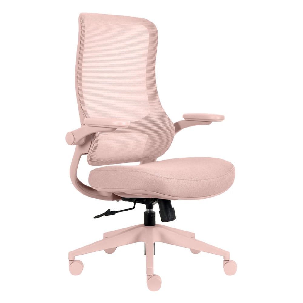Carmen BAKU Ergonomischer B&uuml;rostuhl mit Netzr&uuml;cken und 2D-Armlehnen &ndash; Hellrosa 