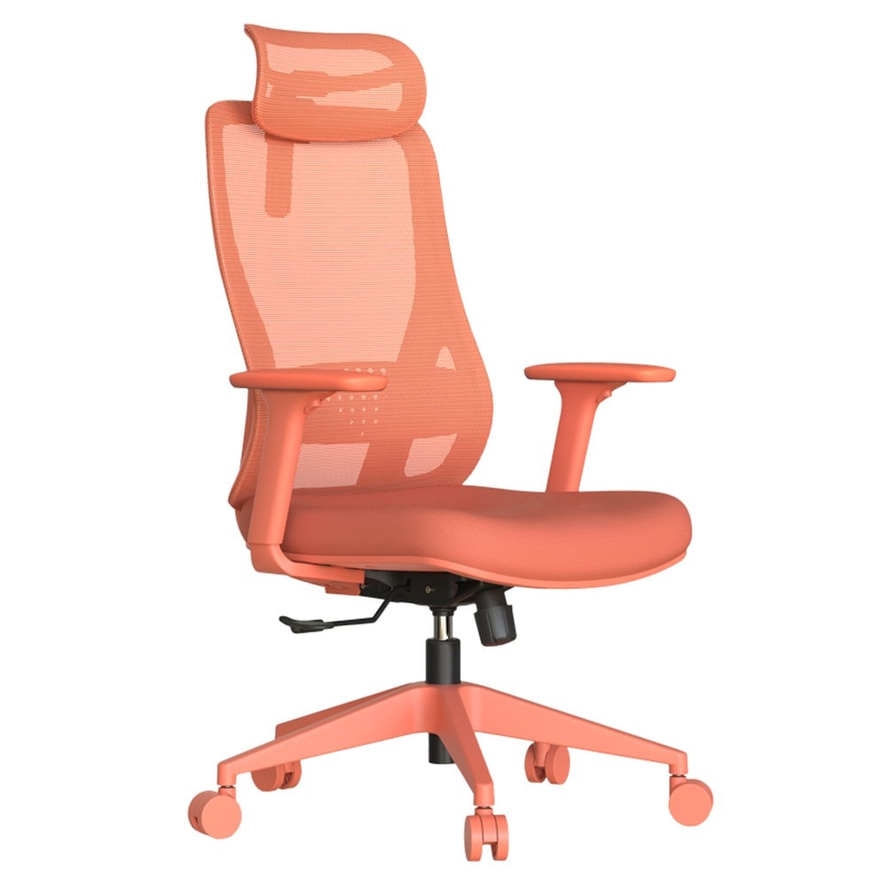 Carmen MASALI Ergonomischer B&uuml;rostuhl mit Netzr&uuml;cken, Kopfst&uuml;tze, Lordosenst&uuml;tze und 3D-Armlehnen &ndash; Orange 