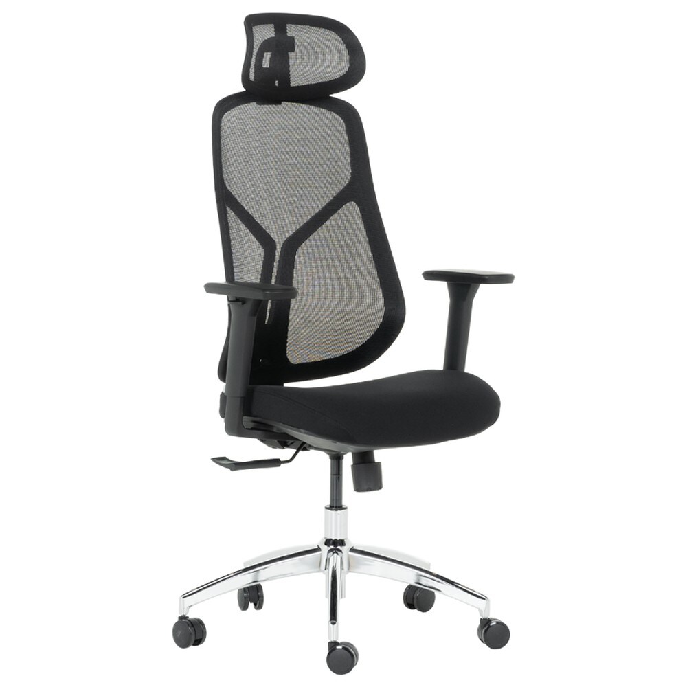 Carmen 7901 Ergonomischer B&uuml;rostuhl mit Netzr&uuml;cken, Kopfst&uuml;tze und 3D-Armlehnen &ndash; Schwarz 