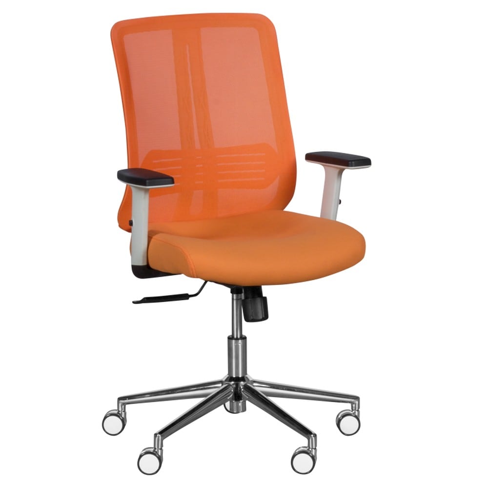 Carmen LORENA Chefsessel mit Netzr&uuml;cken, Lordosenst&uuml;tze und 1D-Armlehnen &ndash; Orange 