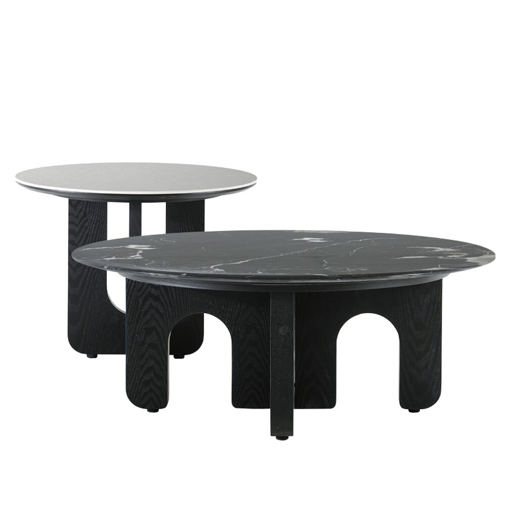 Carmen BALDER Couchtisch-Set &Oslash; 100 cm &ndash; Schwarz/Wei&szlig; 