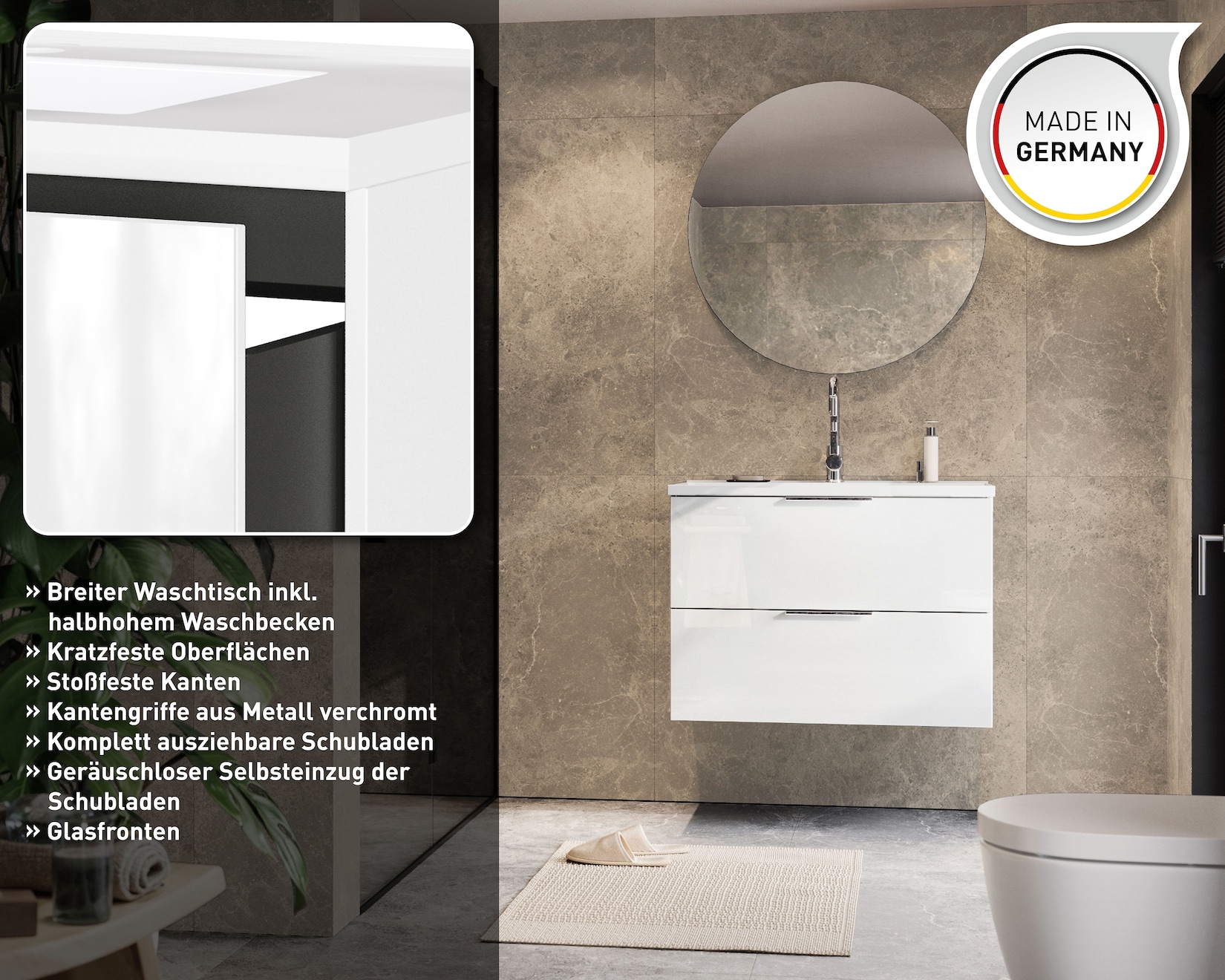 GW-CELANO Waschtisch inkl. Becken 9085 Weiß