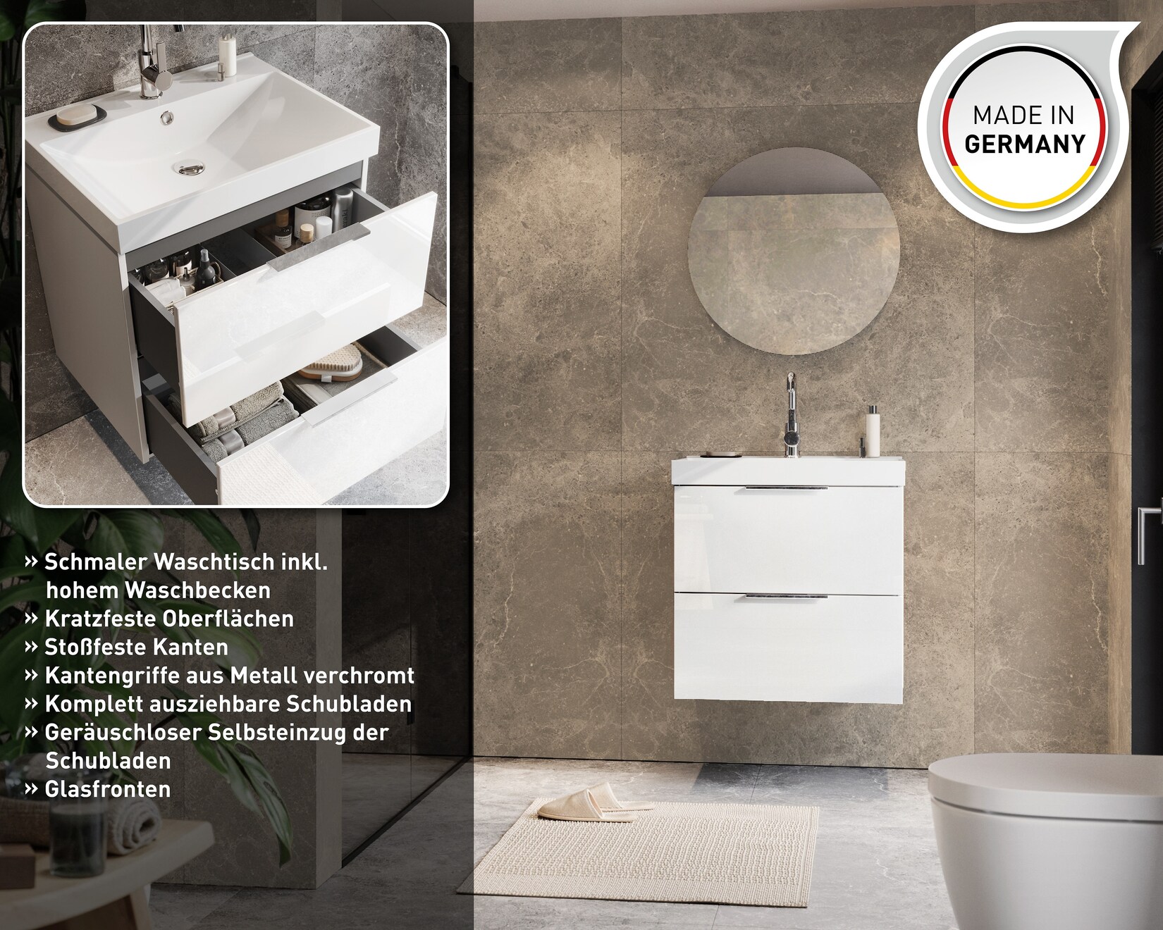 Waschtisch inkl. Becken 9086 Weiß