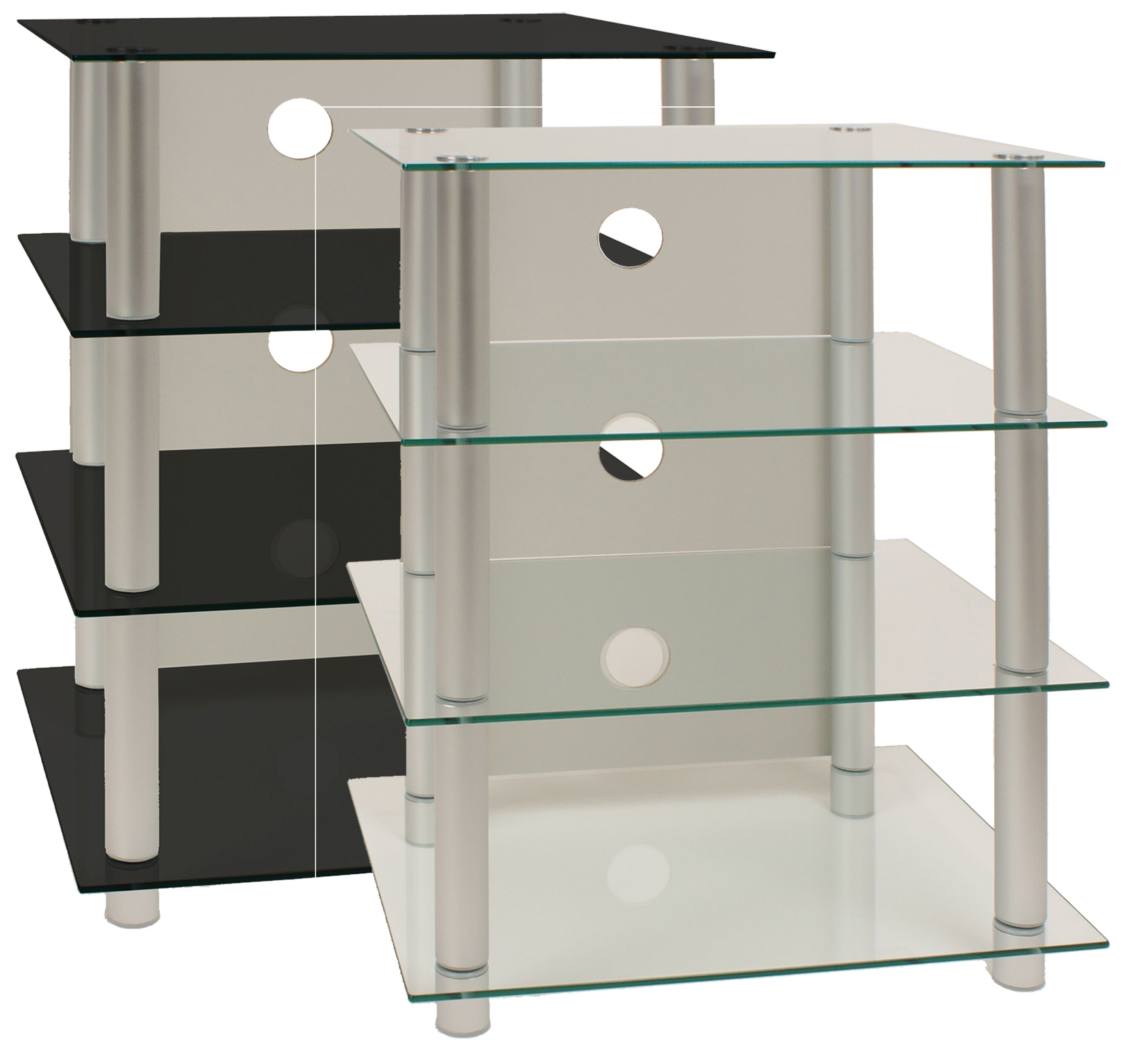 VCM Hifi M&ouml;bel | Rack Schrank Phono Regal | Alus&auml;ulen Glasb&ouml;den | Ma&szlig;e H. 70 x B. 59 x T. 49 cm | Phono Mediaregal - Blados 