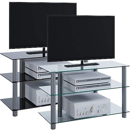 VCM TV Möbel Sideboard Fernsehschrank Rack Fernseh Board Alu Glas Tisch Sindas 