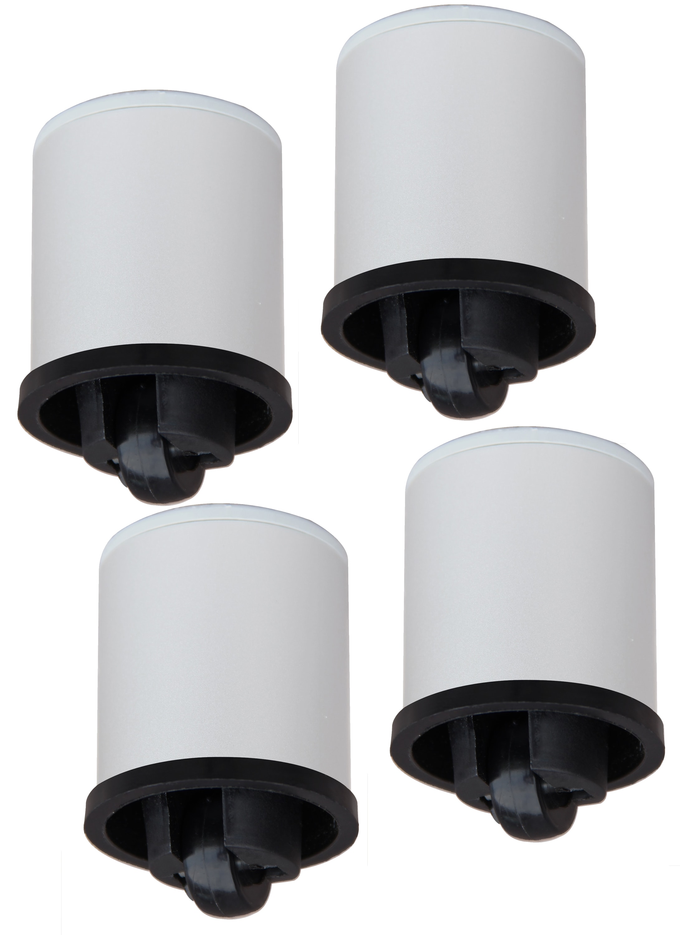 VCM 4 tlg. Laufrollen | F&uuml;r Hifi- TV-M&ouml;bel mit Alu-Rohren | bis 80 kg belastbar - Rolio 