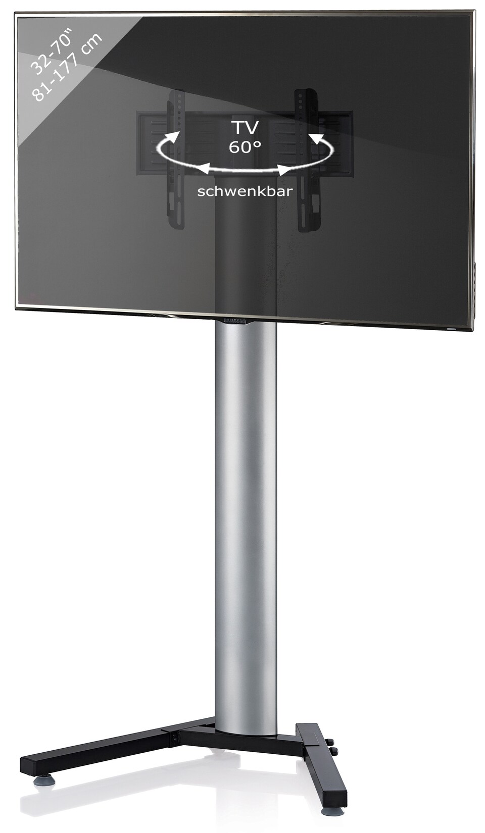 VCM TV Standfuß 26-70 Zoll bis 30 kg VESA bis max. 600x400 Fernseh Ständer aus Alu TV Ständer Maße ca. H. 174 x B. 90 x T. 72 cm …