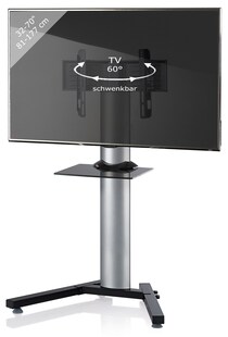 VCM TV Standfuß mit Zwischenboden 26-70 Zoll | VESA bis max. 600x400 | Fernseh Ständer aus Alu | TV Ständer Maße ca. H. 125 x B. 90 x T. 72 cm | Fernsehstand Stadino Mini 