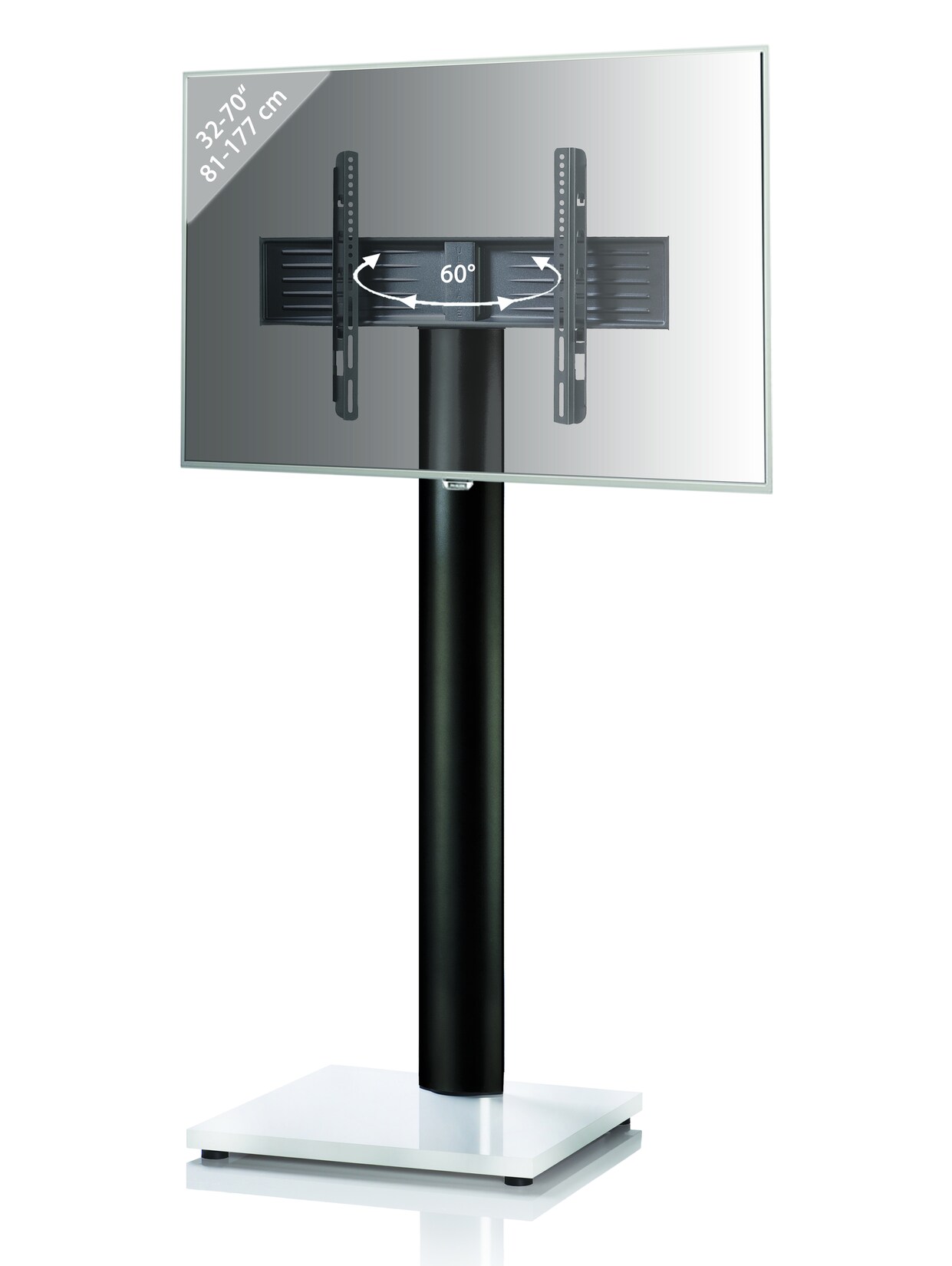 VCM TV Standfuß 32-70 Zoll VESA max. 600x400 bis 30 kg Fernseh Ständer aus Alu TV Bodenständer Maße ca. H. 174 x B. 68 x T. 54 cm Fernsehstand Onu