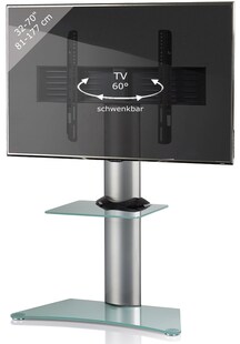 VCM TV Standfuß mit Zwischenboden 32-70 Zoll | VESA max. 600x400 bis 30 kg | Fernseh Ständer aus Alu | TV Bodenständer Maße ca. H. 111 x B. 80 x T 40 cm | Fernsehstand Zental 