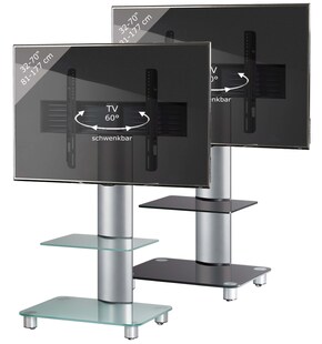 VCM TV Standfuß mit Zwischenboden 32-70 Zoll | VESA max. 600x400 | Fernseh Ständer aus Alu | TV Ständer Maße ca. H. 100 x B. 60 x T. x 44 cm | Fernsehstand Tosal 