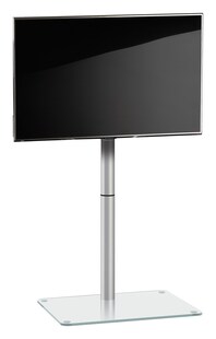 VCM TV Standfuß schwenkbar mit Zwischenboden | Aluminium Ständer für Fernseher 26-70 Zoll bis 40 kg | ESG-Sicherheitsglas | Maße ca. H. 100 x B. 60 x T. 45 cm | bis VESA 400x400 | TV Möbel Alani 