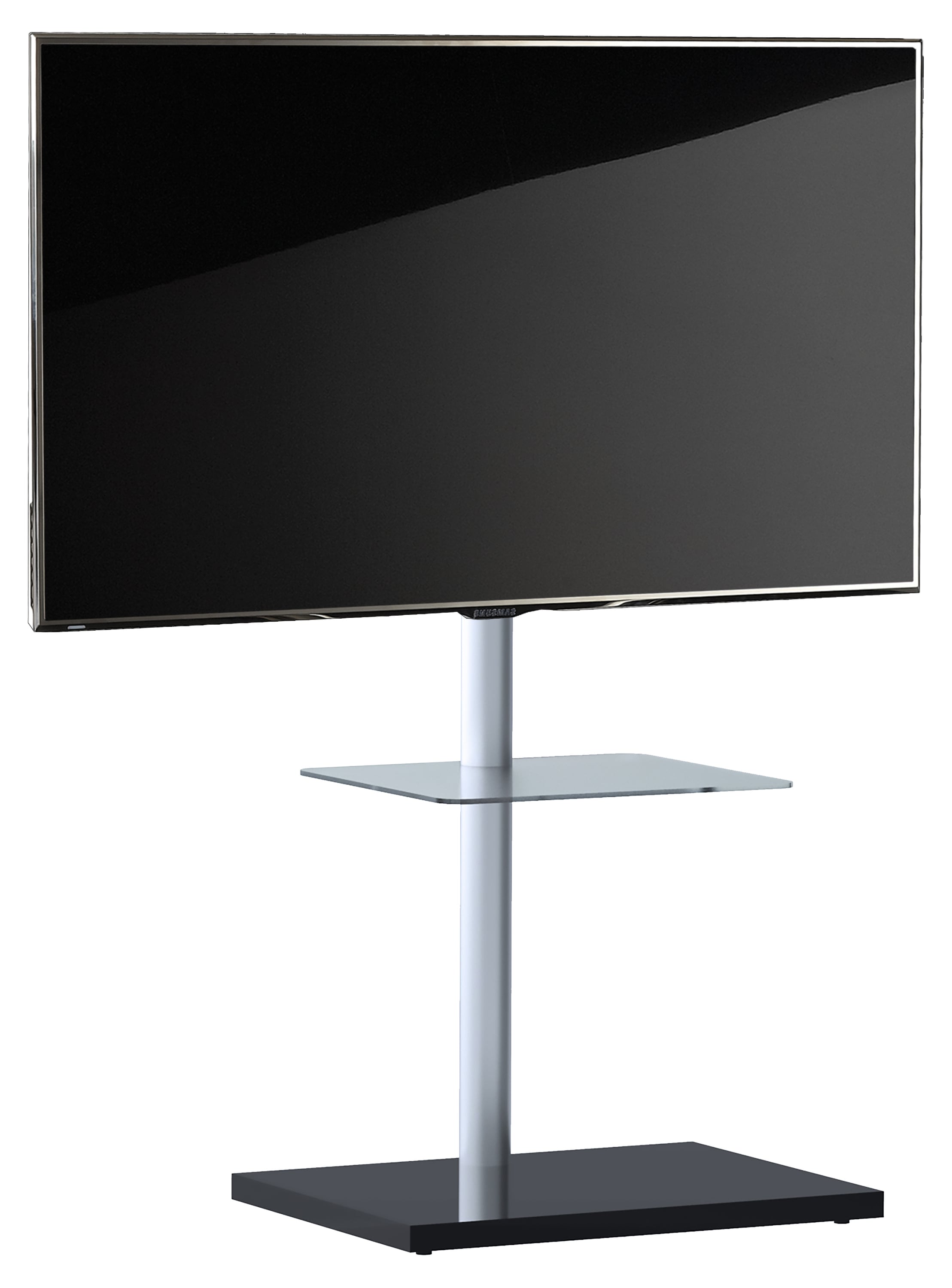 VCM TV Standfu&szlig; schwenkbar | Aluminium St&auml;nder f&uuml;r Fernseher 26-70 Zoll | Ma&szlig;e ca. H. 100 x B. 60 x T. 45 cm | bis VESA 400x400 | TV M&ouml;bel Nalano mit Fachboden 