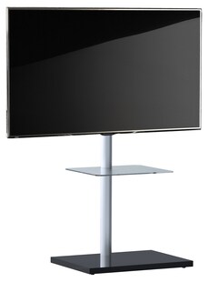VCM TV Standfuß schwenkbar | Aluminium Ständer für Fernseher 26-70 Zoll | Maße ca. H. 100 x B. 60 x T. 45 cm | bis VESA 400x400 | TV Möbel Nalano mit Fachboden 