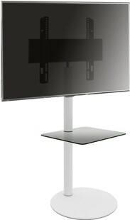 VCM TV Standfuß mit Zwischenboden 32-70 Zoll | VESA max. 600x400 bis 40 kg | Runder Fernseh Ständer aus Alu | TV Bodenständer Maße ca. H. 100 x B. 55 x T. 45 cm | Fernsehstand Cirla 