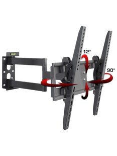 VCM Universal TV Wandhalterung 32-55 Zoll bis 25 kg | um 12 Grad neigbar kippbar | 90 Grad schwenkbar | ausziehbar | VESA bis max. 400x400 | Halter Fernsehhalter mit Wasserwaage | Fernseh Halterung WS200 